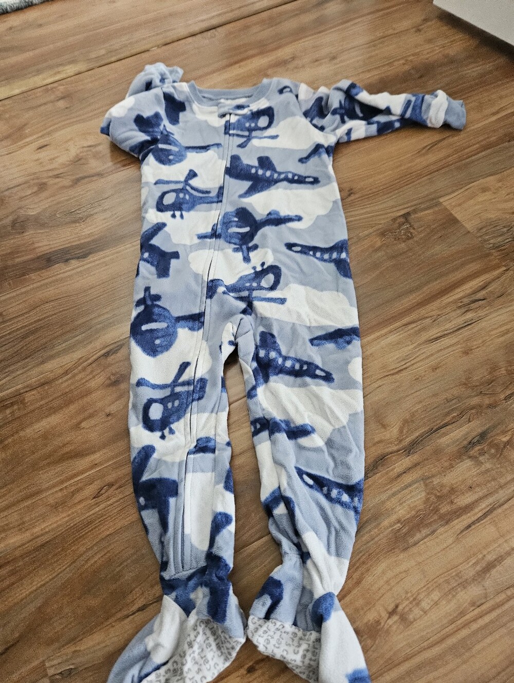Carter's Blue and White Helicopter Fleece Footie 24 Months